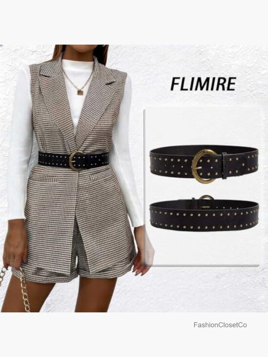 Wide Studded PU Leather Belt Punk Western Cowgirl Cinch Belt main image 6